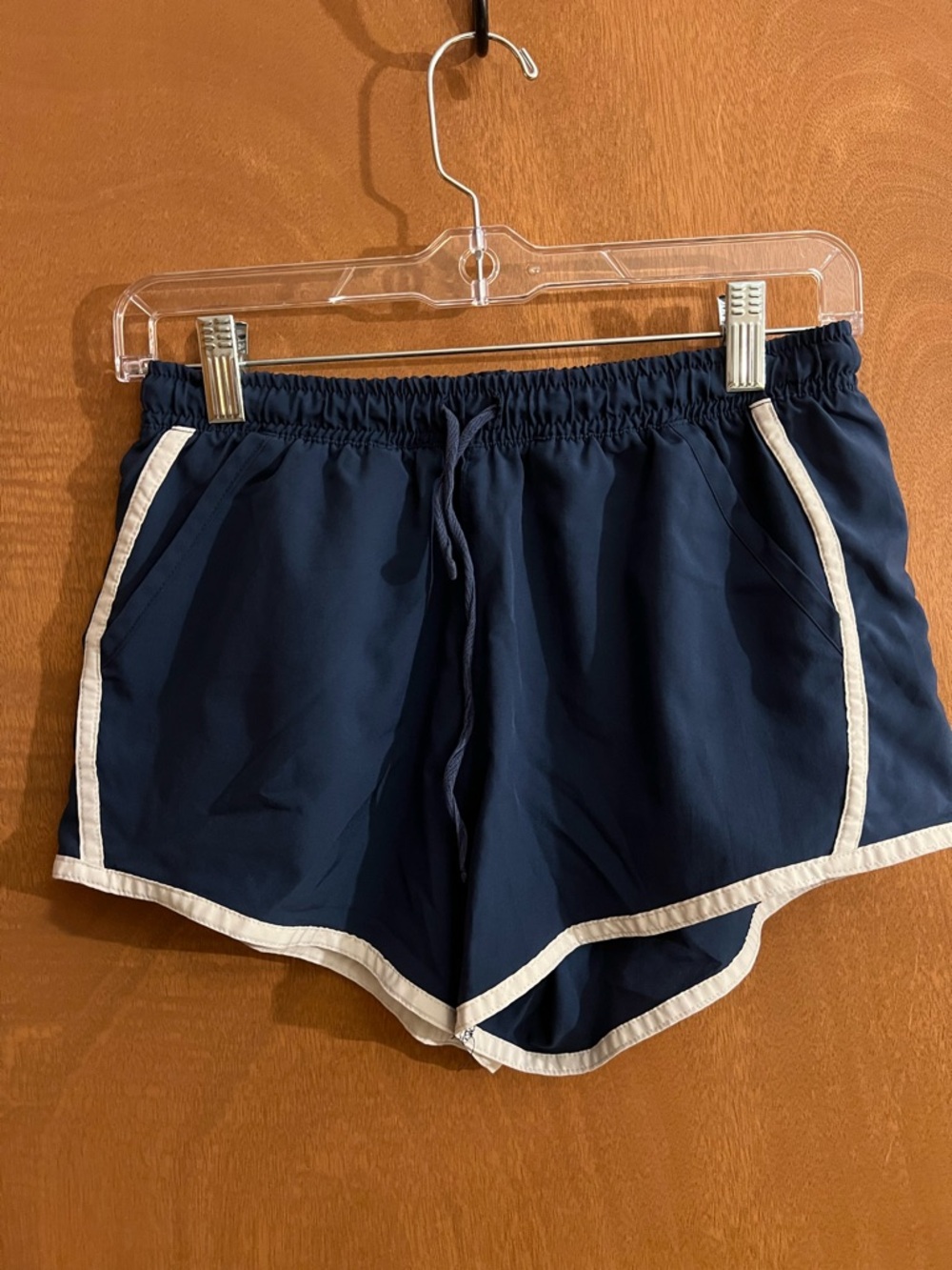 Blue Athletic Running Shorts with White Trim